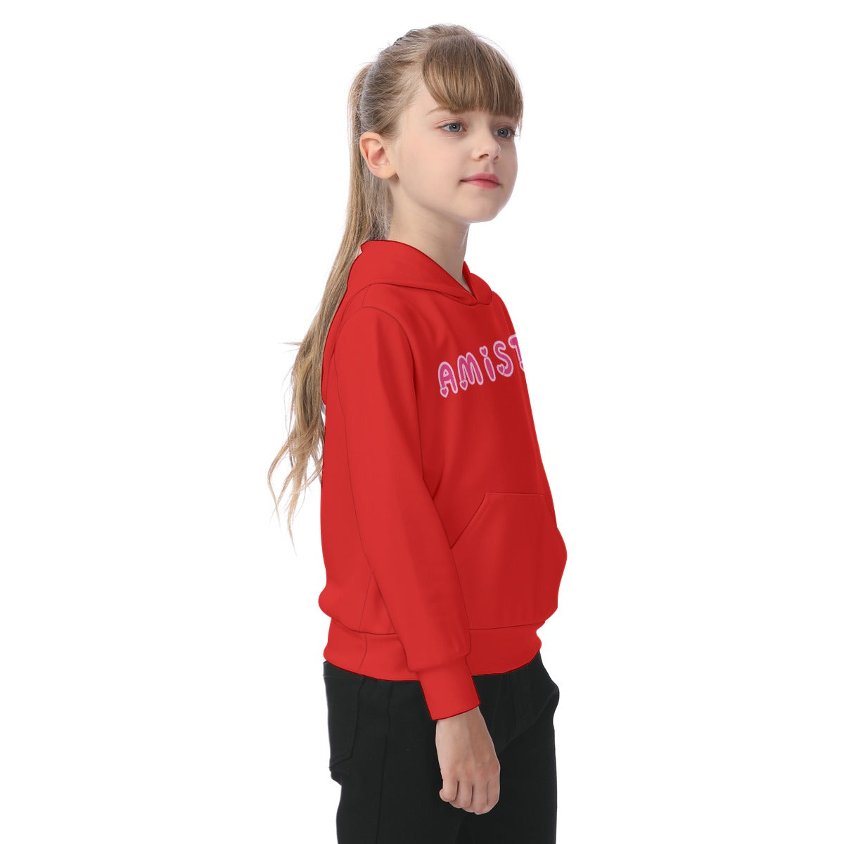 House Collection - Amistad - Pink Hearts All-Over Print Oversized Kid's Hoodie