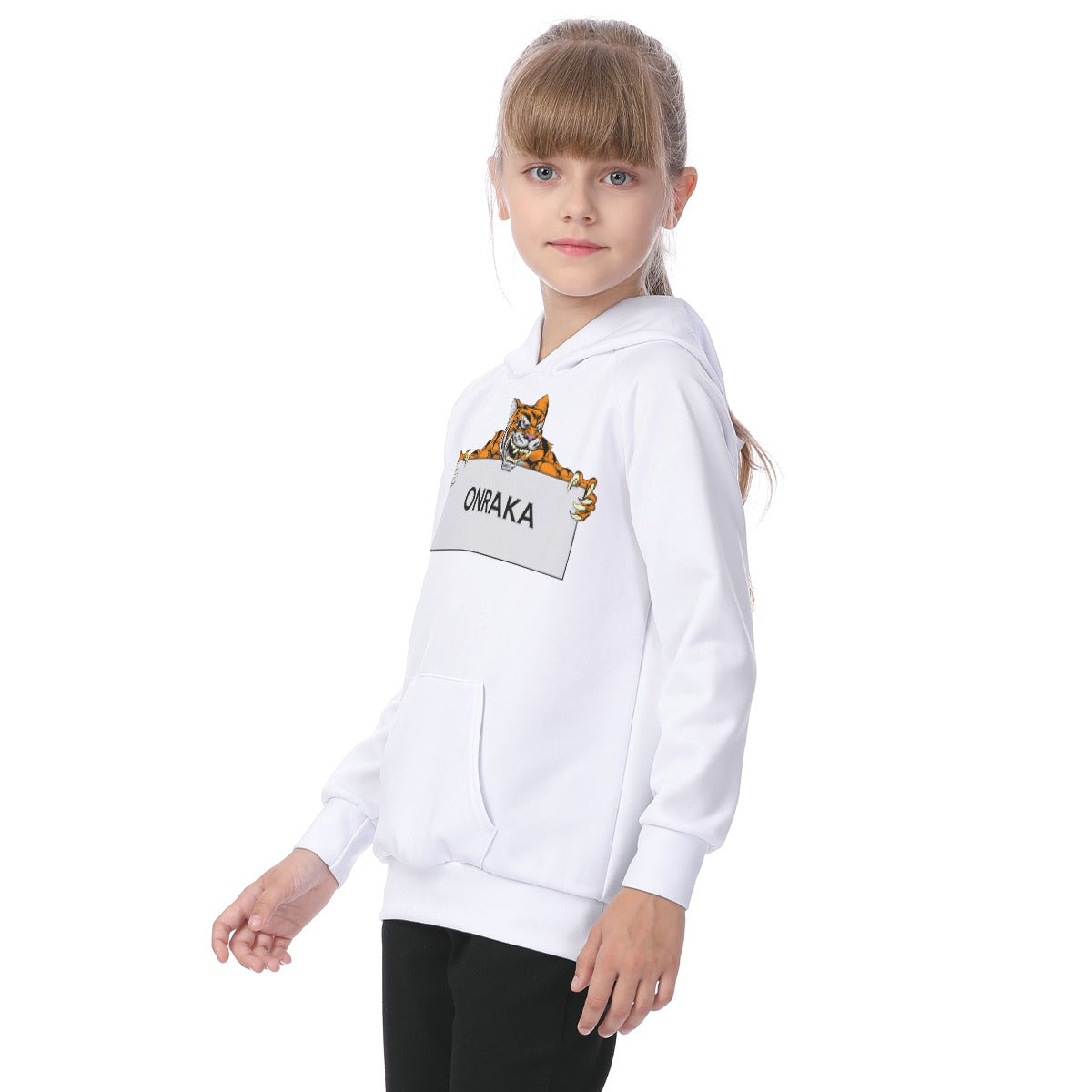 House Collection - Onraka -  Roaring Tiger All-Over Print Kid's Raglan Pullover Hoodie
