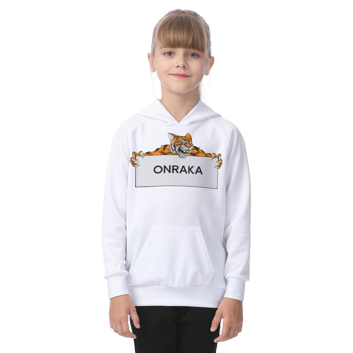 House Collection - Onraka -  Roaring Tiger All-Over Print Kid's Raglan Pullover Hoodie